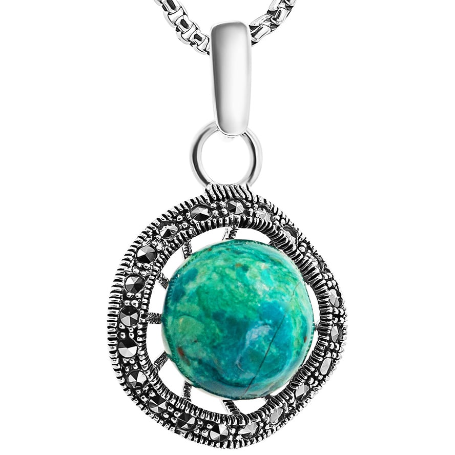 'Solomon Stone' with Marcasite 'Genesis' Pendant - Sterling Silver