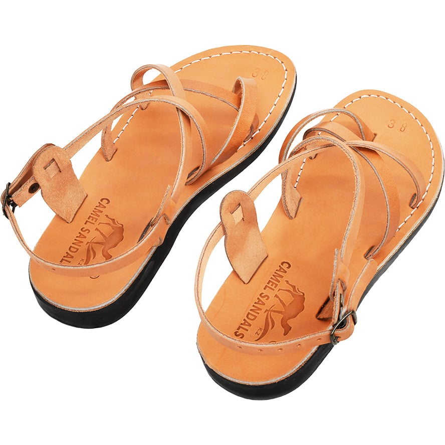 ‘Saint John’ Jesus Sandals – Made in Israel – Natural Tan Leather (view from behind)