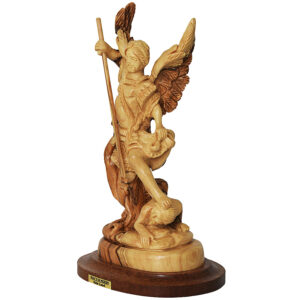 Saint Michael Slaying the Devil - Olive Wood Ornament (side view)