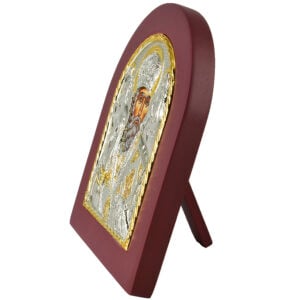 Saint Nicholas the Great Icon with Stand - Silver and Gold Plated (side view)