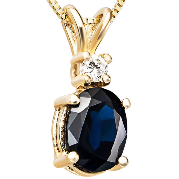 Sapphire with Diamond on a 14k Gold Prong Setting Pendant