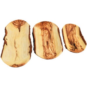 Set of 3 Olive Wood Rectangle Dishes - Genuine Holy Land Product (top view)