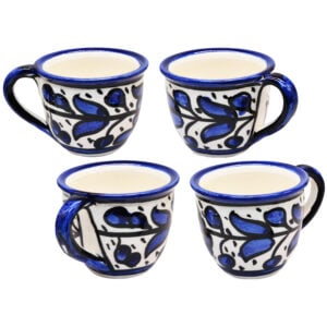 Armenian Ceramic Coffee/Tea Cup Set - Floral - Made in Jerusalem