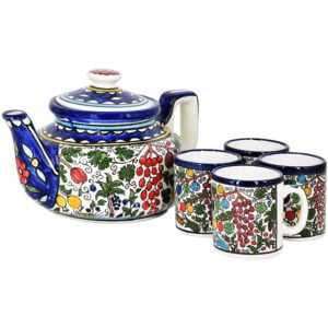'Seven Species' Armenian Ceramic Tea Set - Made in Jerusalem