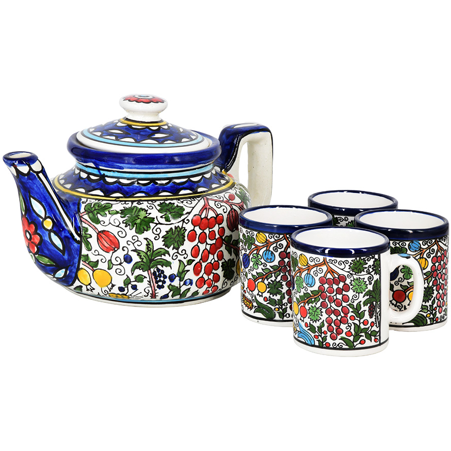 ‘Seven Species’ Armenian Ceramic Tea Set – Made in Jerusalem