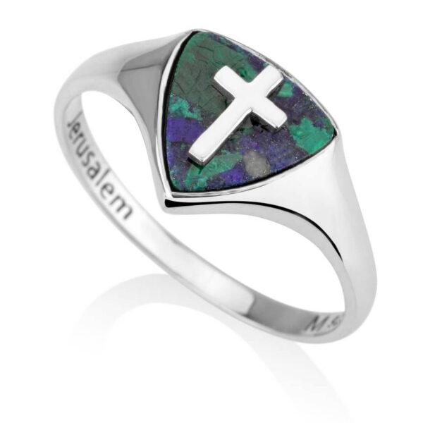 'Shield of Faith' Cross on Solomon Stone Sterling Silver Ring