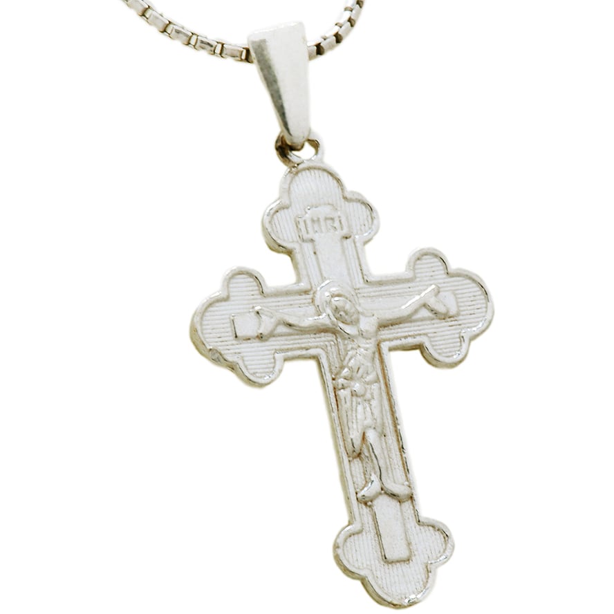 Orthodox Crucifix Sterling Silver Pendant – Made in Jerusalem
