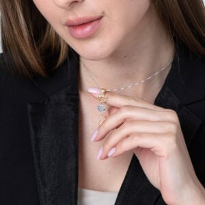 'One New Man' Sterling Silver & Gold Plated Messianic Necklace (worn by model)