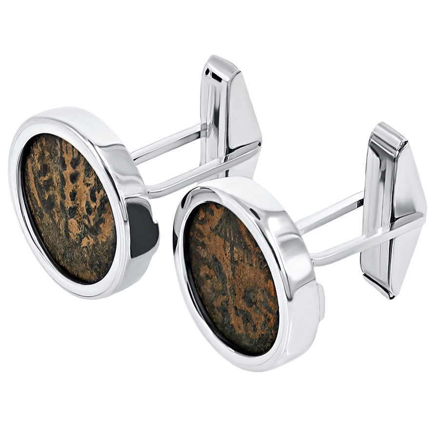 Cuff-links with Pair of 'Herod Agrippa I' Coins set in Sterling Silver