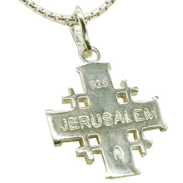 Etched 'Jerusalem Cross' Sterling Silver Pendant - Made in Jerusalem (Back)