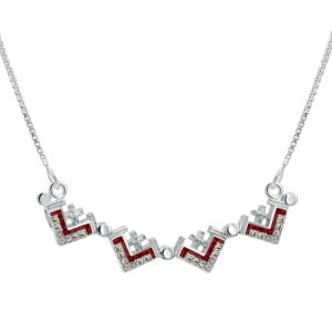 Opening 'Jerusalem Cross' with Zircon in 925 Silver Necklace - Red (open)