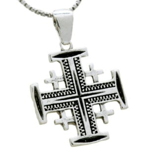 'Jerusalem Cross' Laser Cut Oxidized Sterling Silver Pendant  (angle view)