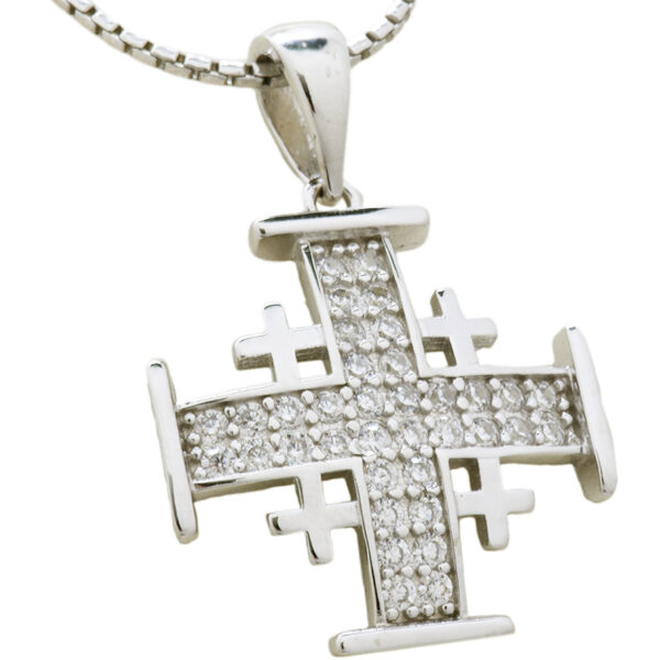 Silver 'Jerusalem Cross' Pendant with 36 Zircon Stones