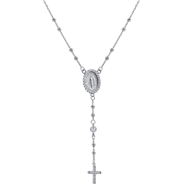 Rosary from Jerusalem - Sterling Silver with Zirconia Cross and Virgin Mary