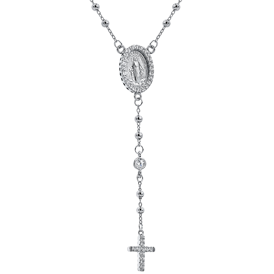 Rosary from Jerusalem - Sterling Silver with Zirconia Cross