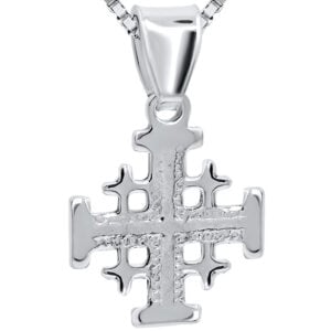 Small 'Jerusalem Cross' Sterling Silver Pendant - Made in Israel 1.2 cm