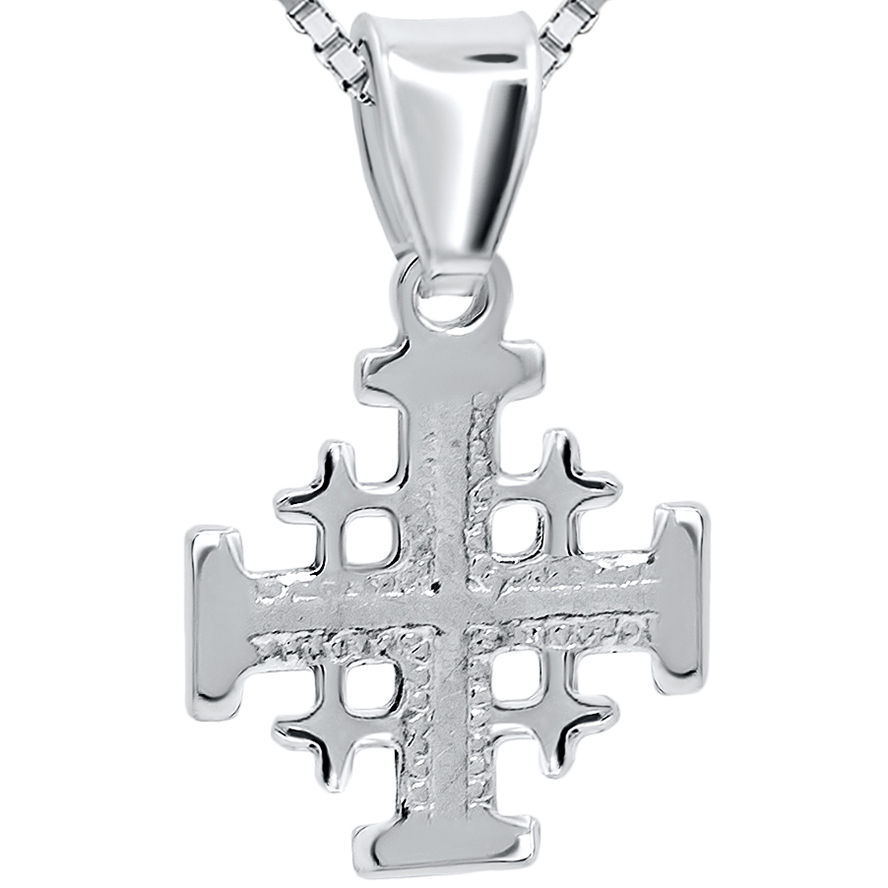 Small ‘Jerusalem Cross’ Sterling Silver Pendant – Made in Israel 1.2 cm
