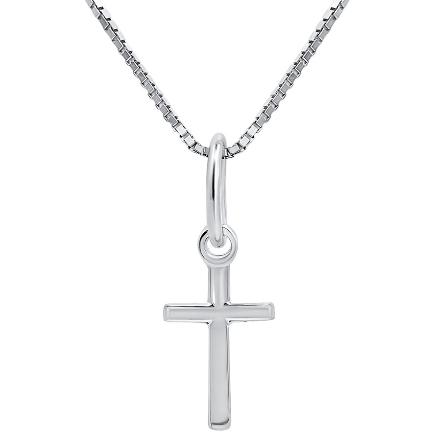 Classic Small Sterling Silver Cross Pendant from Jerusalem (with chain)