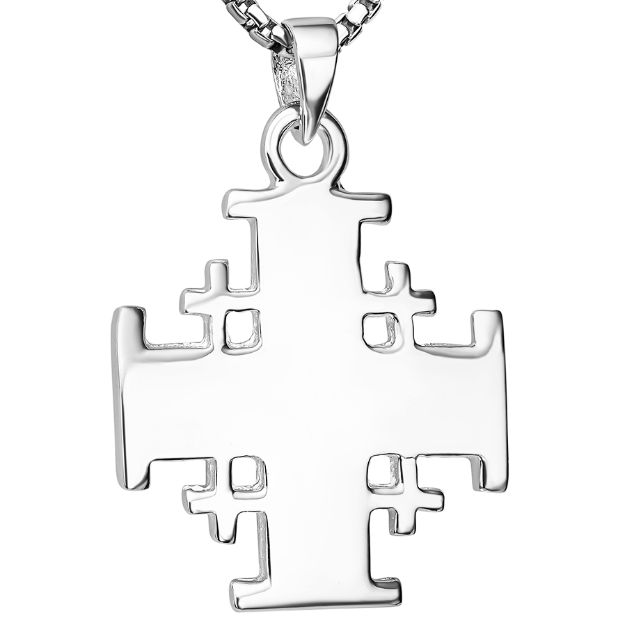 Large 'Jerusalem Cross' Sterling Silver Pendant from Jerusalem - 6 Gram (detail)