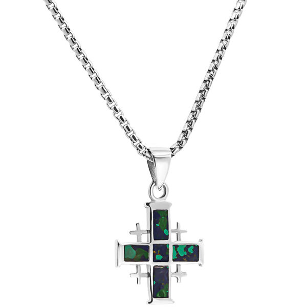 Solomon Stone - 925 Sterling Silver 'Jerusalem Cross' Pendant (with chain)