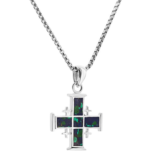 Solomon Stone - Sterling Silver 'Jerusalem Cross' pendant with chain