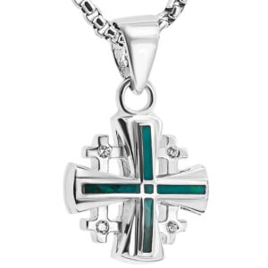 Solomon Stone 'Jerusalem Cross' Zirconia in Sterling Silver Pendant