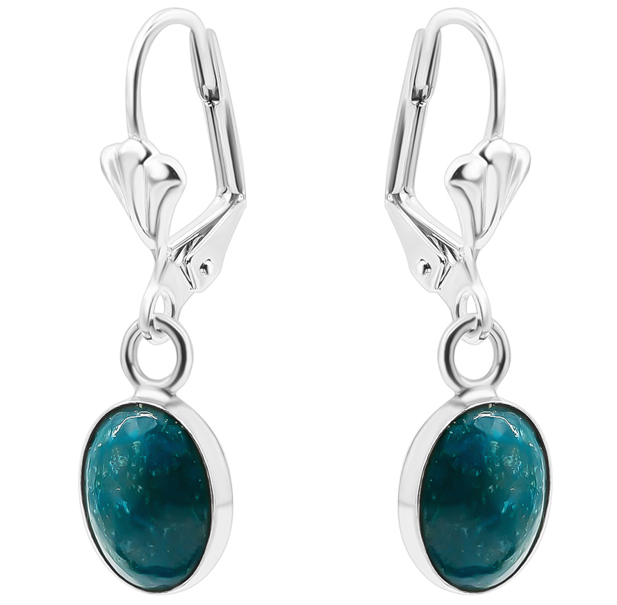 ‘Solomon Stone’ Classic Sterling Silver Oval Earrings – small