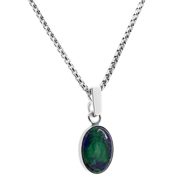 'Solomon Stone' Classic Sterling Silver Oval Necklace - small (with chain)