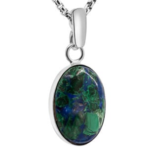'Solomon Stone' Classic Sterling Silver Oval Necklace - large