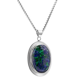 'Solomon Stone' Oval Pendant from Israel - Sterling Silver (with chain)