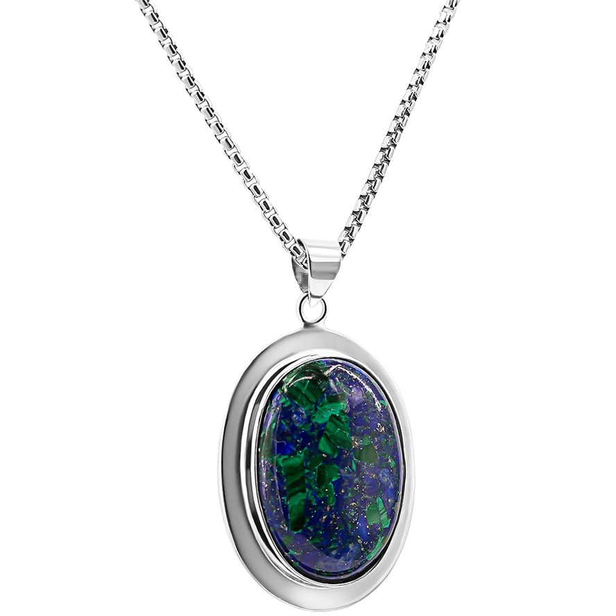 ‘Solomon Stone’ Oval Pendant from Israel – Sterling Silver (with chain)