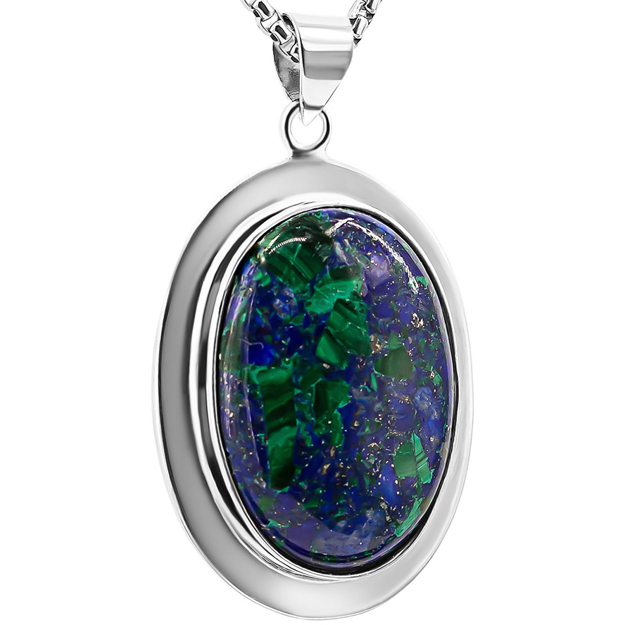 ‘Solomon Stone’ Oval Pendant from Israel – Sterling Silver