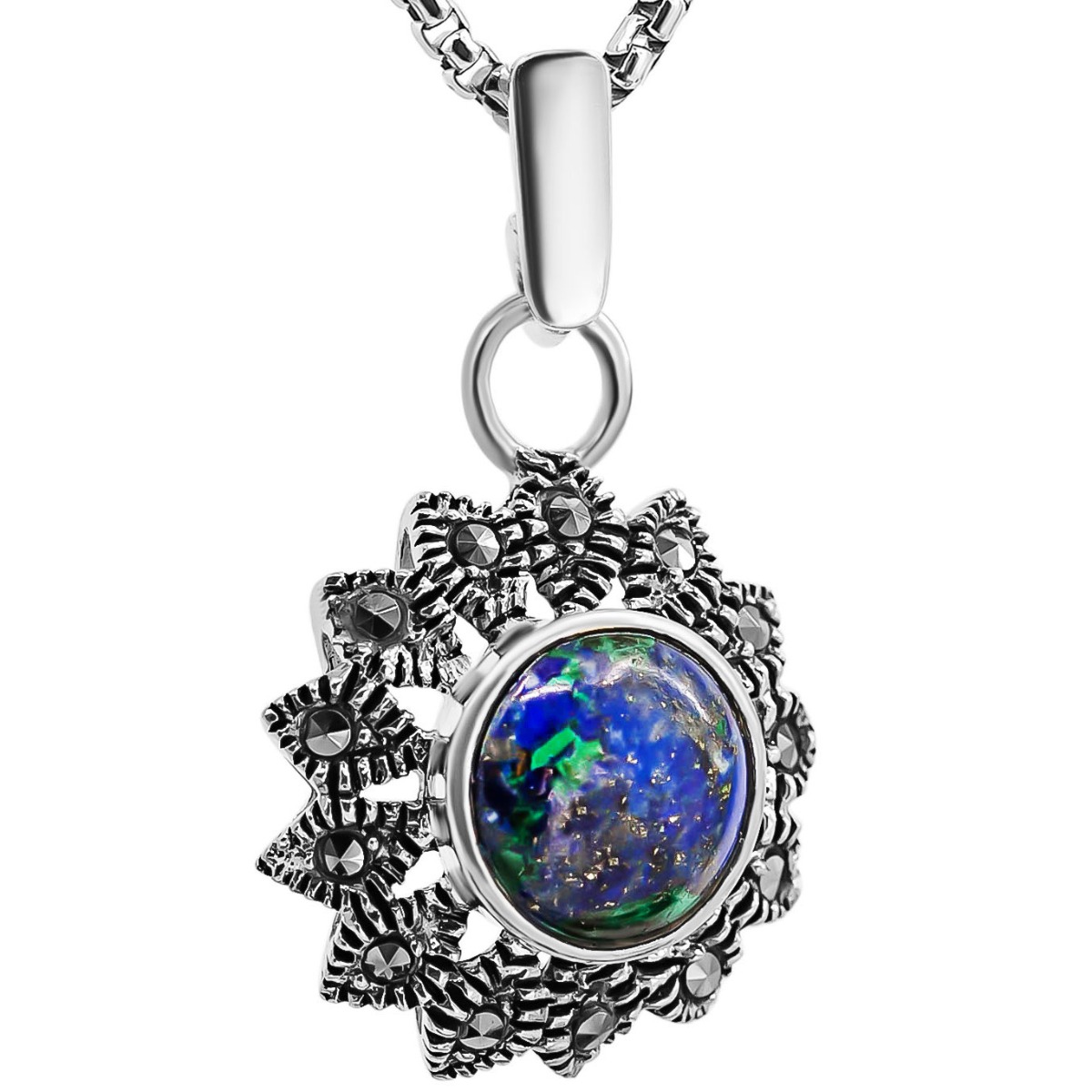 Solomon Stone ‘Star of Bethlehem’ Marcasite in Sterling Silver Pendant