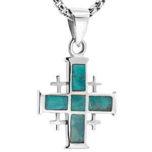 Solomon Stone - 925 Sterling Silver Jerusalem Cross Necklace