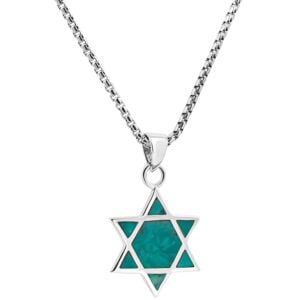 Solomon Stone 'Star of David' Sterling Silver Necklace - Made in Israel (with chain)