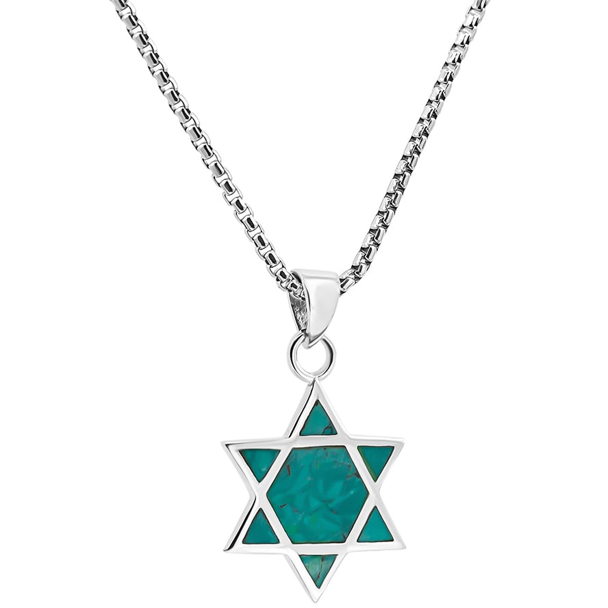 Solomon Stone ‘Star of David’ Sterling Silver Necklace – Made in Israel (with chain)