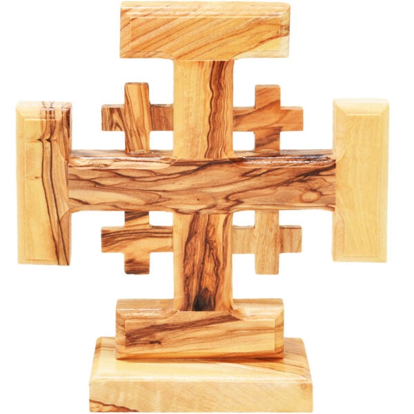 Standing Olive Wood 'Jerusalem Cross' from Jerusalem - 6"
