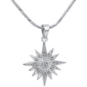Shining 'Star of Bethlehem' Cross - Zircon on Sterling Silver Pendant (with chain)