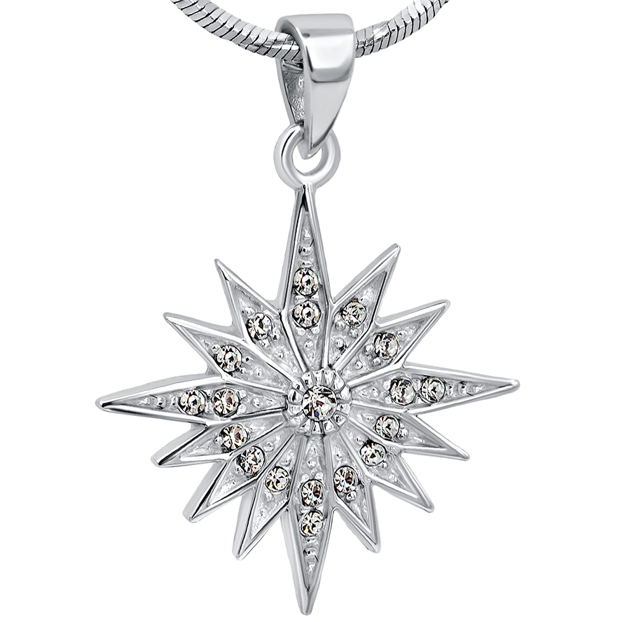 Shining 'Star of Bethlehem' Cross - Zircon on Sterling Silver Pendant
