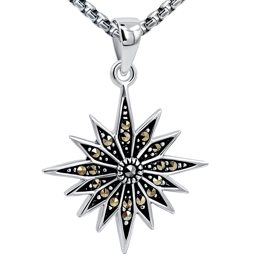 Star of Bethlehem' - Marcasite on Sterling Silver Pendant from Jerusalem