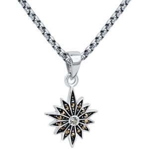 Sparkling 'Star of Bethlehem' Zircon and Marcasite Silver Pendant - 1.5 cm (with chain)