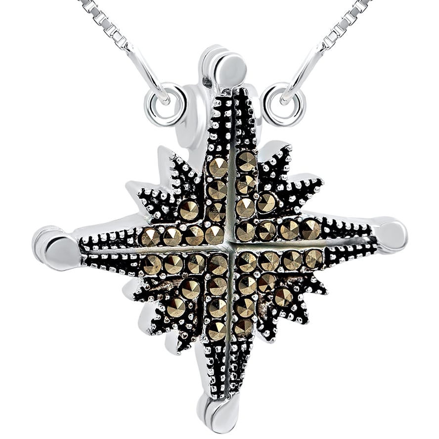 Star of Bethlehem' Opening Marcasite Necklace in Sterling Silver