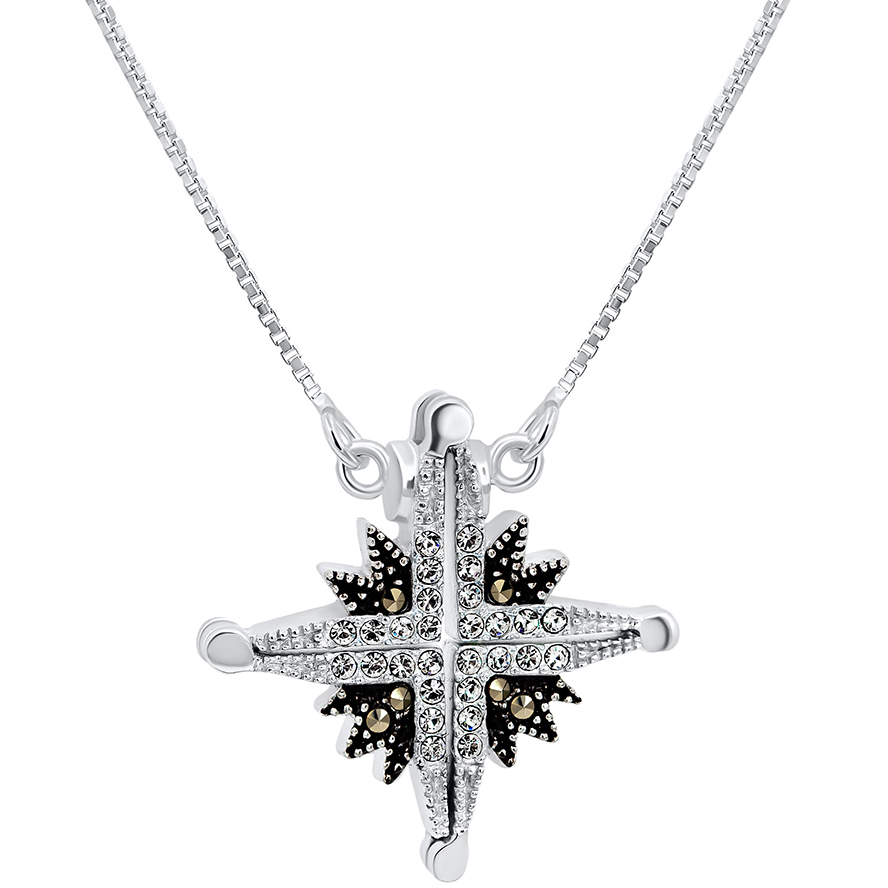 ‘Star of Bethlehem’ Opening Marcasite and Zircon Silver Necklace (with chain)