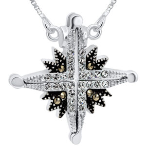 Star of Bethlehem' Opening Marcasite and Zircon Silver Necklace