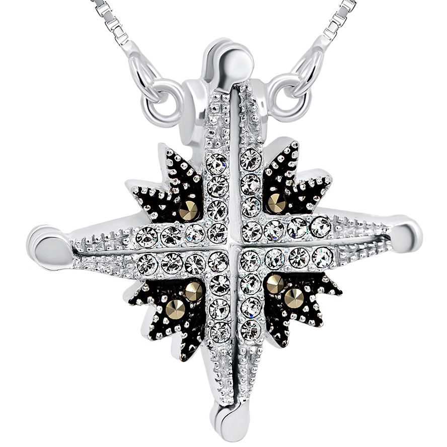Star of Bethlehem’ Opening Marcasite and Zircon Silver Necklace