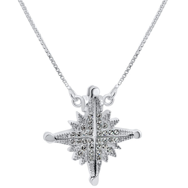 'Star of Bethlehem' Opening Necklace in Sterling Silver with Zircon (with chain)