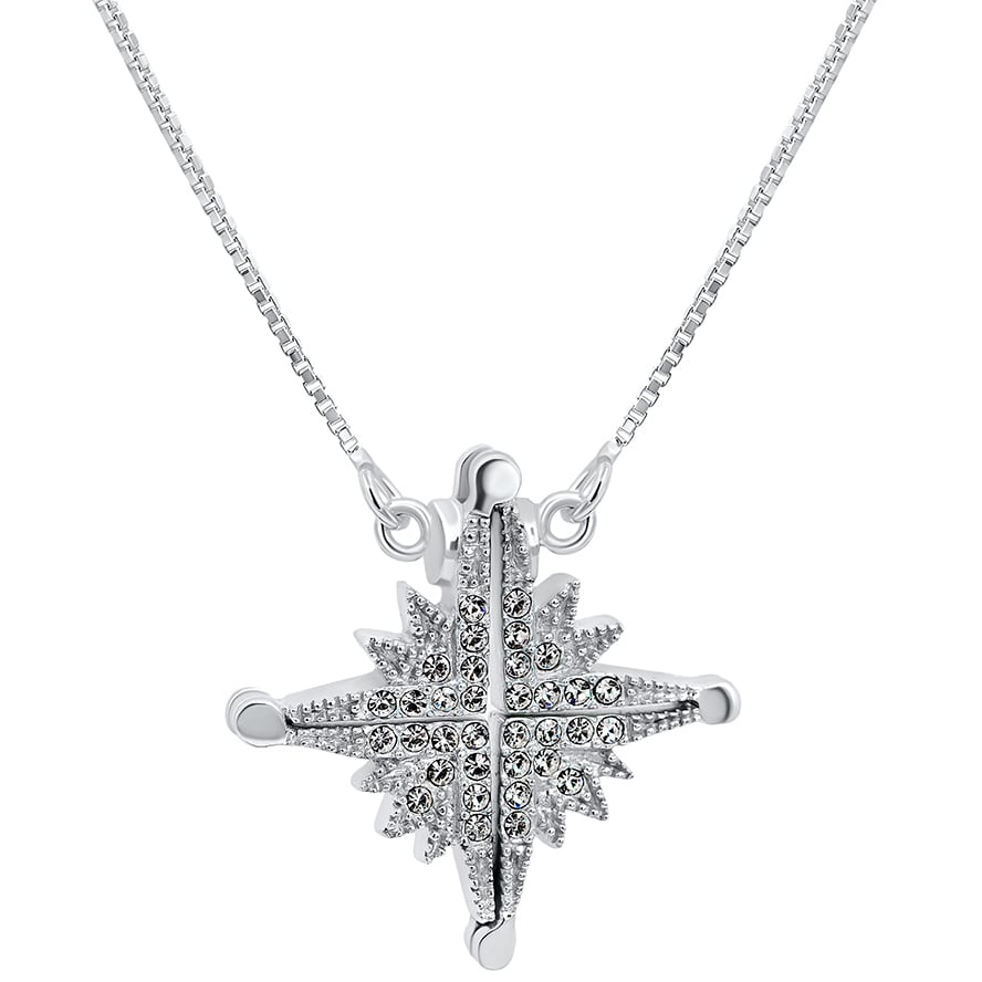 ‘Star of Bethlehem’ Opening Necklace in Sterling Silver with Zircon (with chain)