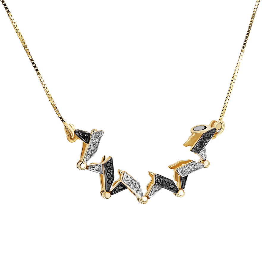 ‘Star of David’ 14k Gold B/W Diamonds Opening Necklace (opened)