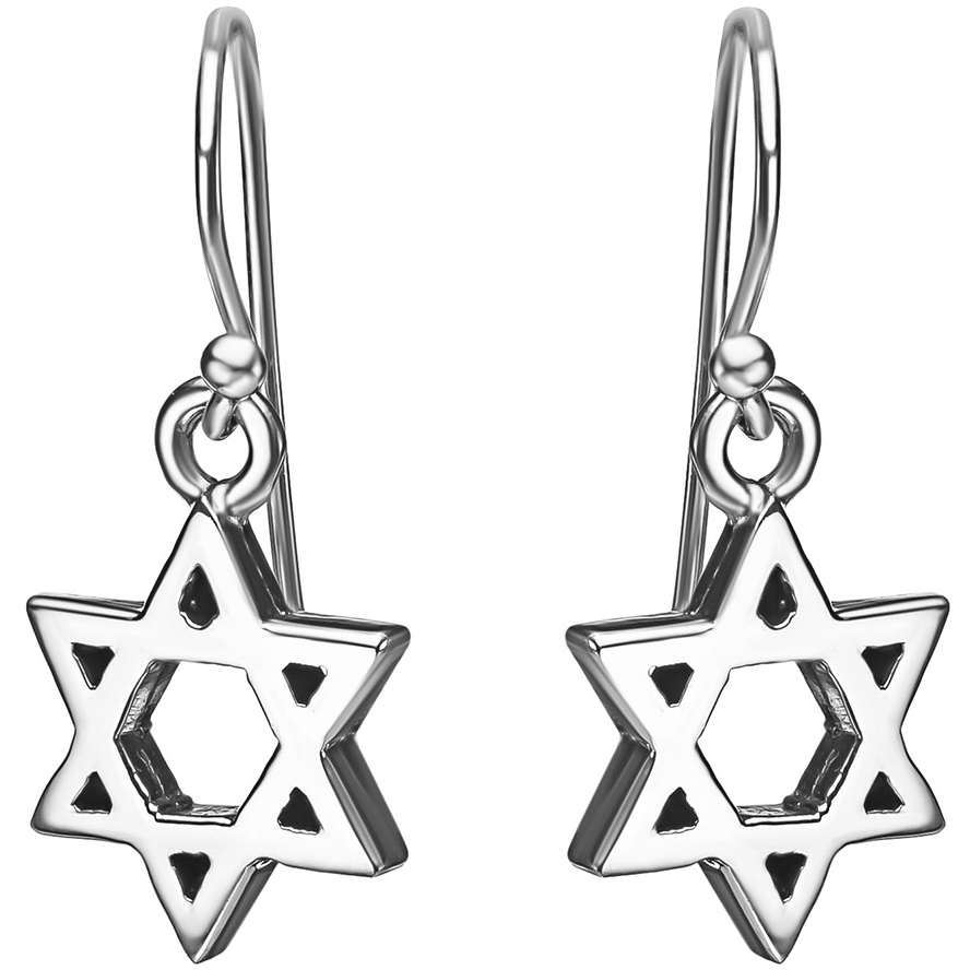 'Star of David' Sterling Silver Dangling Earrings - Made in Israel