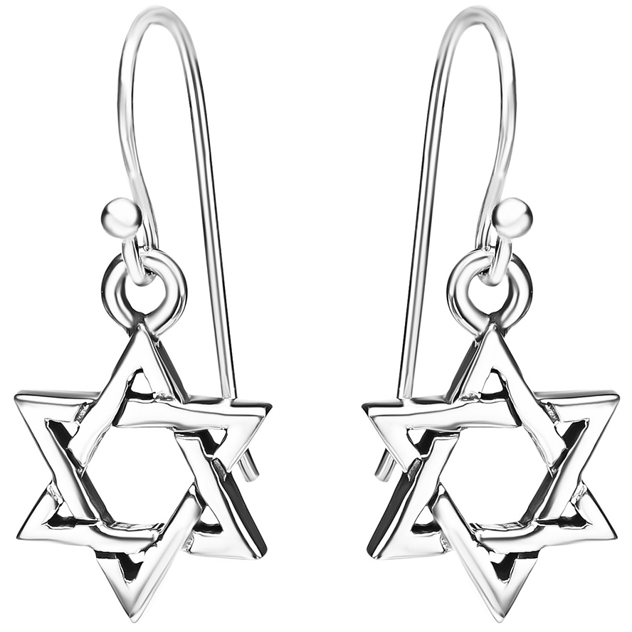 ‘Star of David’ Sterling Silver Interwoven Dangling Earrings
